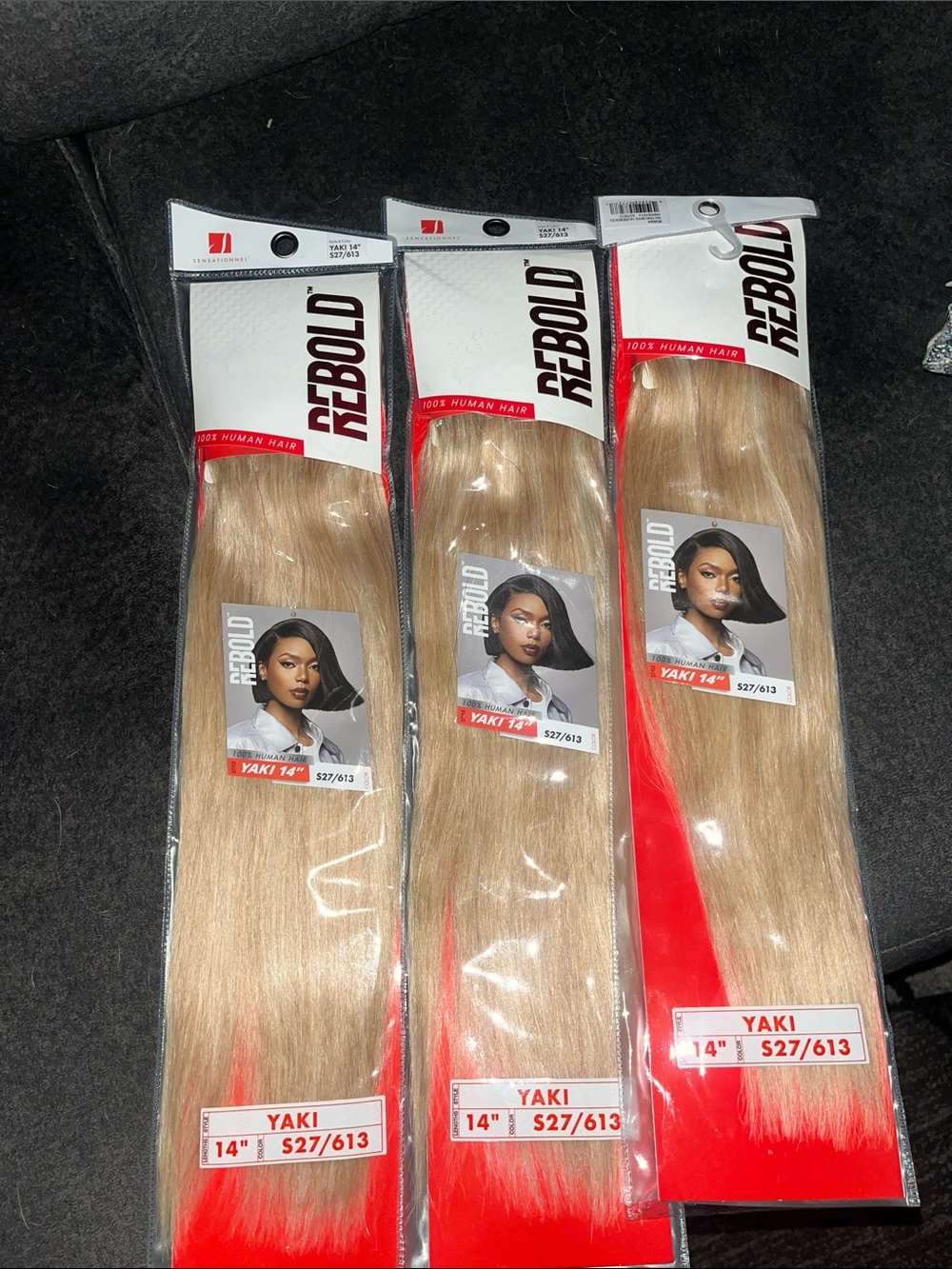 Yaki 14" Human Hair Weave - S27/613 Blonde 3 packs 14”